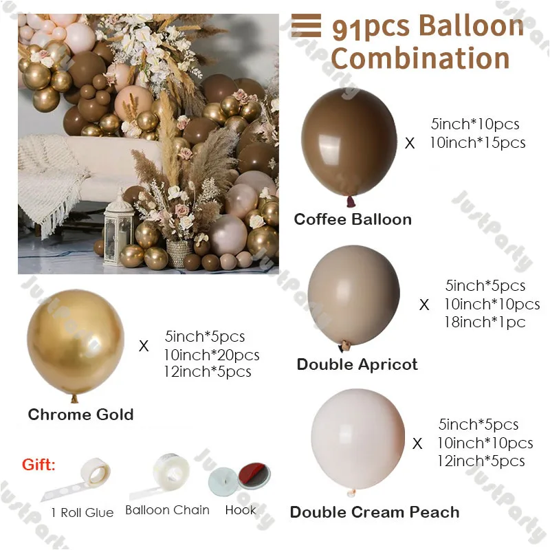 

DIY Wedding Decoration Coffee Balloons Garland Arch Gold Doubled Blush Nude Apricot Anniversary Birthday Party Baby Shower Decor