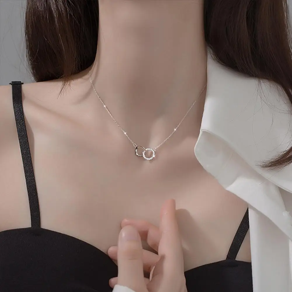 Новое Изысканное геометрическое ожерелье с двойным кольцом на цепочке до ключиц