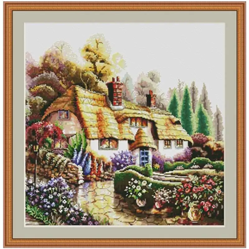 

Country house patterns Counted Cross Stitch 11CT 14CT 18CT DIY wholesale Chinese Cross Stitch Kits Embroidery Needlework Sets