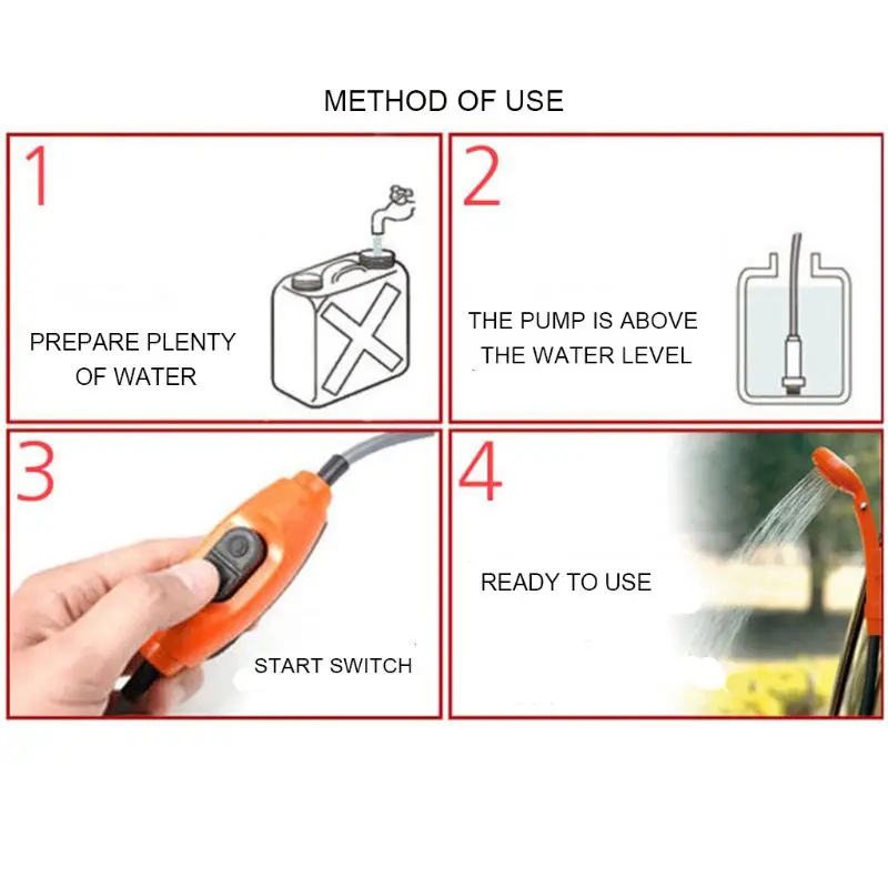 

Outdoor 12v Portable Shower Camping car cigarette lighter Water Pump For Travel