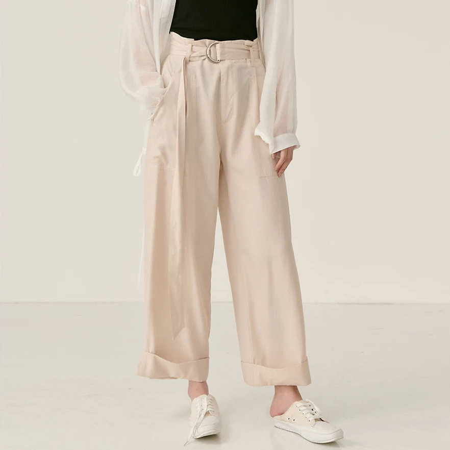 2019 Женские повседневные свободные широкие брюки однотонные корейские с высокой