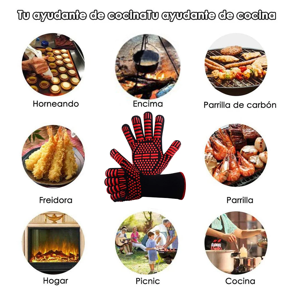 Перчатки для барбекю кухонные противоскользящие огнестойкие митенки духовки