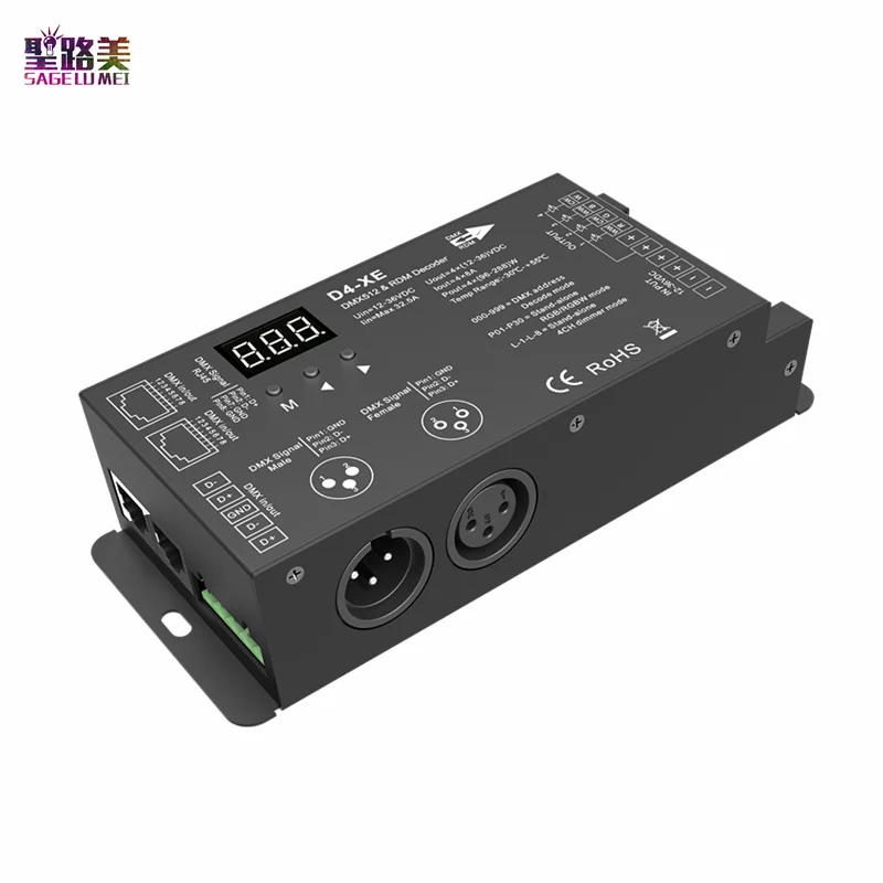 D4-XE DC 12в-36в 4-канальный светодиодный декодер постоянного напряжения DMX512 и RDM