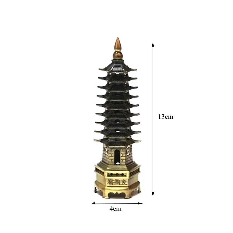 Feng Shui цинковый сплав 3D модель Китай 9-слойные Wenchang башня пагода ремесла статуя