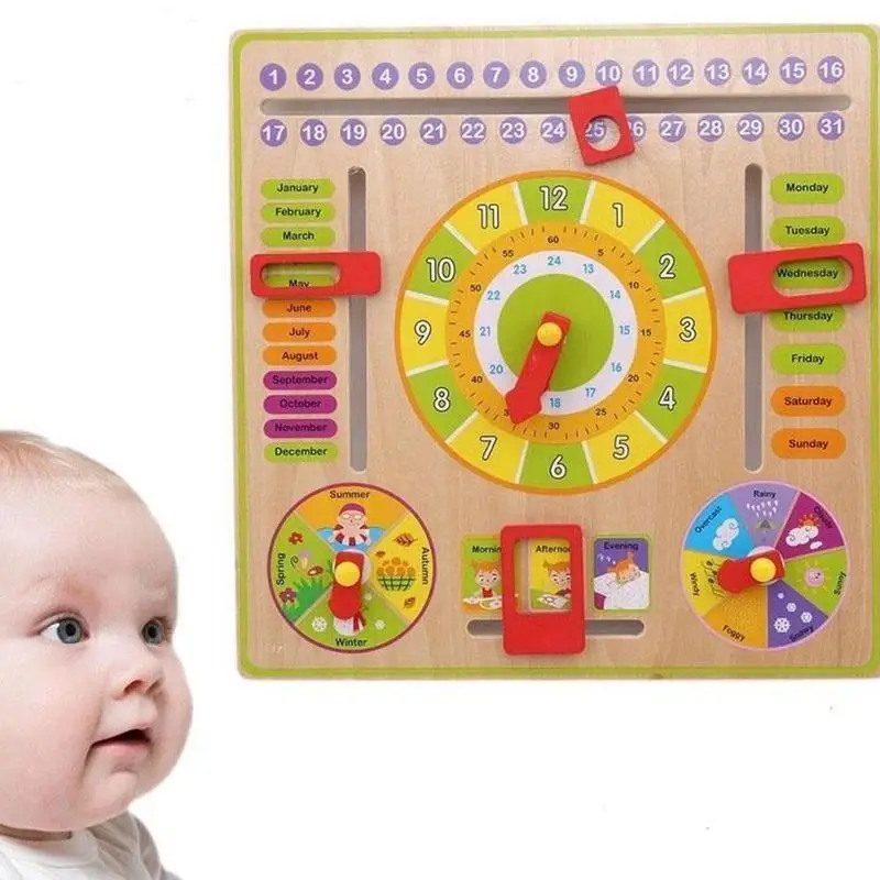 

Montessori Wooden Toys Baby Weather Season Calendar Cognition Educational Times Teaching Toys For Children Preschool Aids Cl N4K