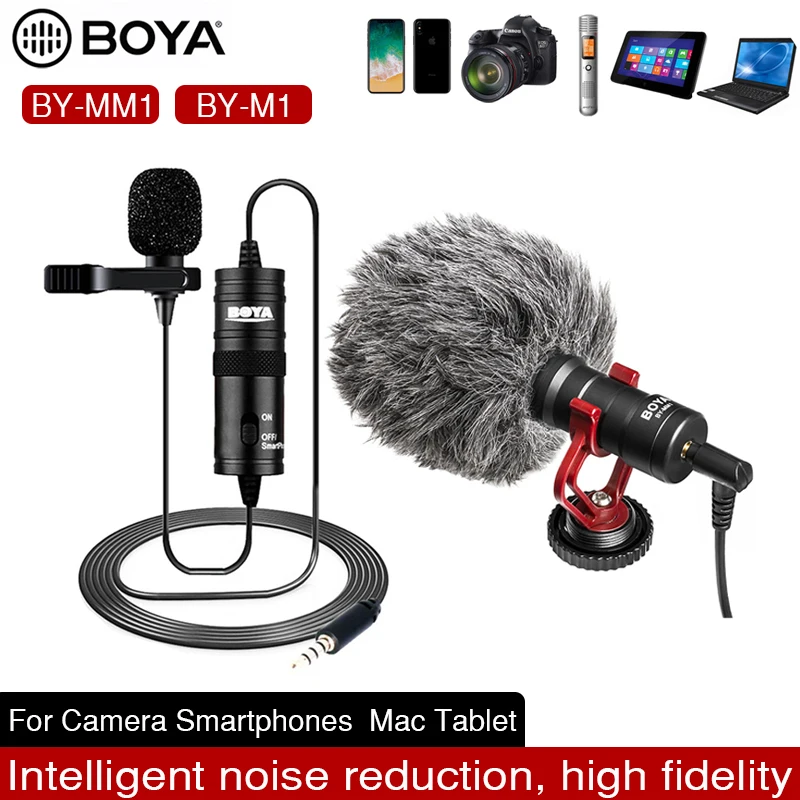 

BOYA BY-MM1M1 Studio Microphone Lavalier Audio 3.5mm Collar Condenser Lapel Mic for Canon Nikon DSLR Camera Camcorders Recorder