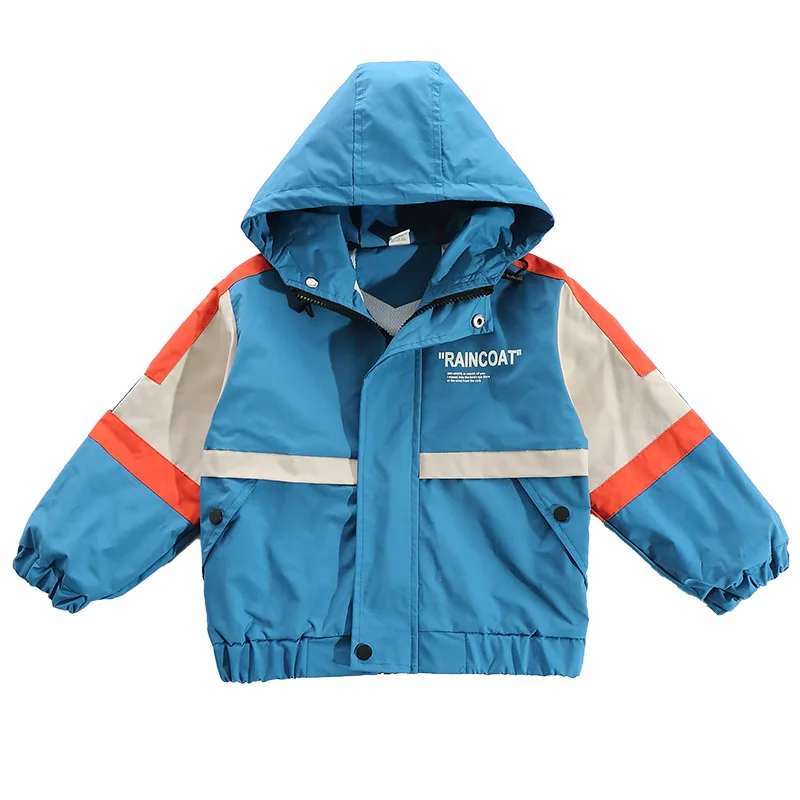 

Kids boys spring and autumn spell color letters printed hooded jacket new big virgin casual jacket 6-12 years old
