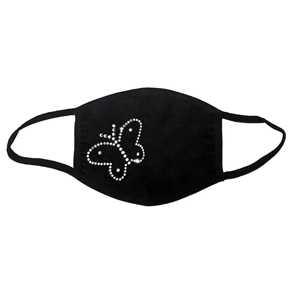 

Women Diamond Crown Printing Mask Reusable Outdoor Drill Breathable Fashion Ice Cotton Windproof Mask Dustproof mascarilla maske