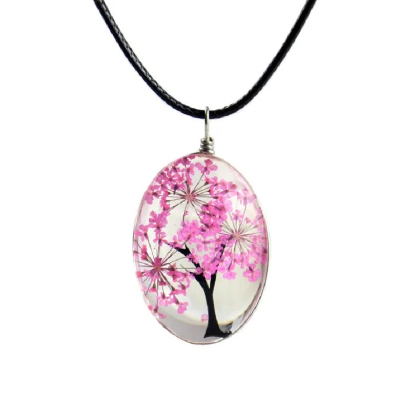 Ожерелье из хрустального стекла с высушенными цветами яркое маленькое свежее