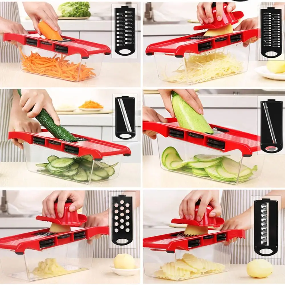 

Vegetable Cutter With Steel Blade Slicer Potato Peeler Carrot Grater Slicer for Kitchen Multifuctional Tools