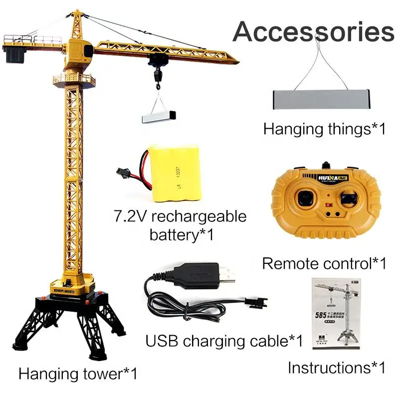 

Huina 1585 12 CH Metal Remote Control Tower Crane Construction Models Toys Rc