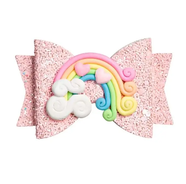 Заколка для волос женщин и девочек с радужными блестками бантом | Аксессуары