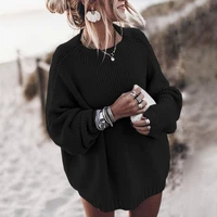 ladies fallwinter 2021 oversize warm loose pullover ladies solid o neck long sleeve knit fashion oversized sweater top fall
