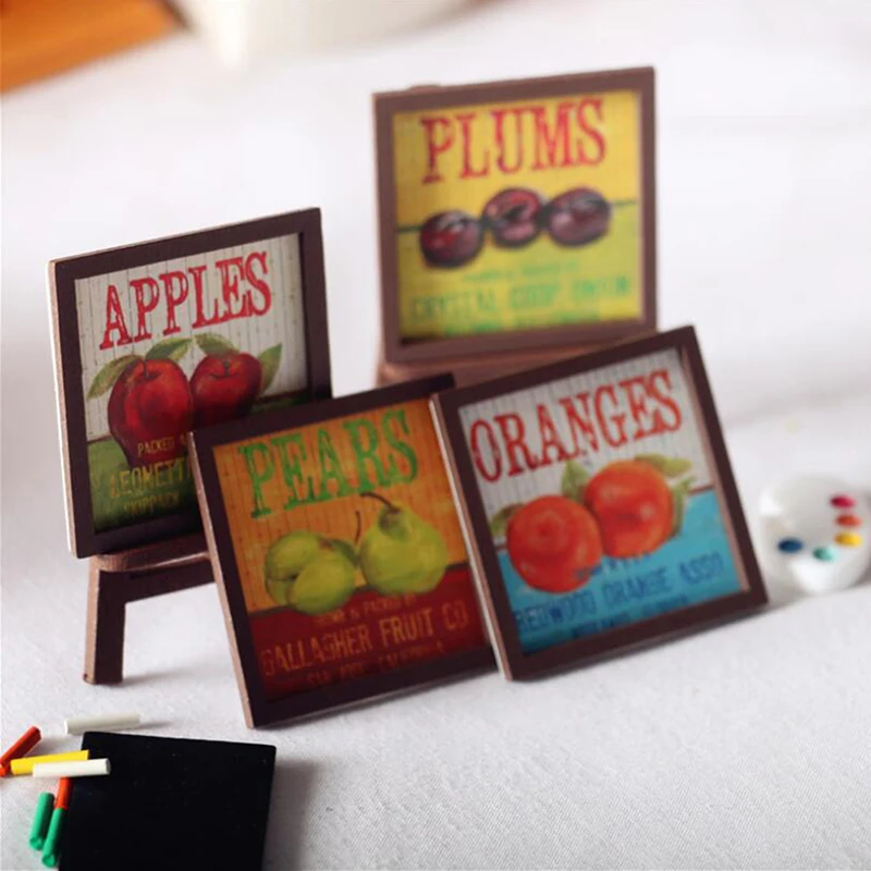 

1/12 Dollhouse Miniature Vintage Fruit Mural Wall Painting Living Room Bedroom Furniture Decor Toys Doll House Accessories