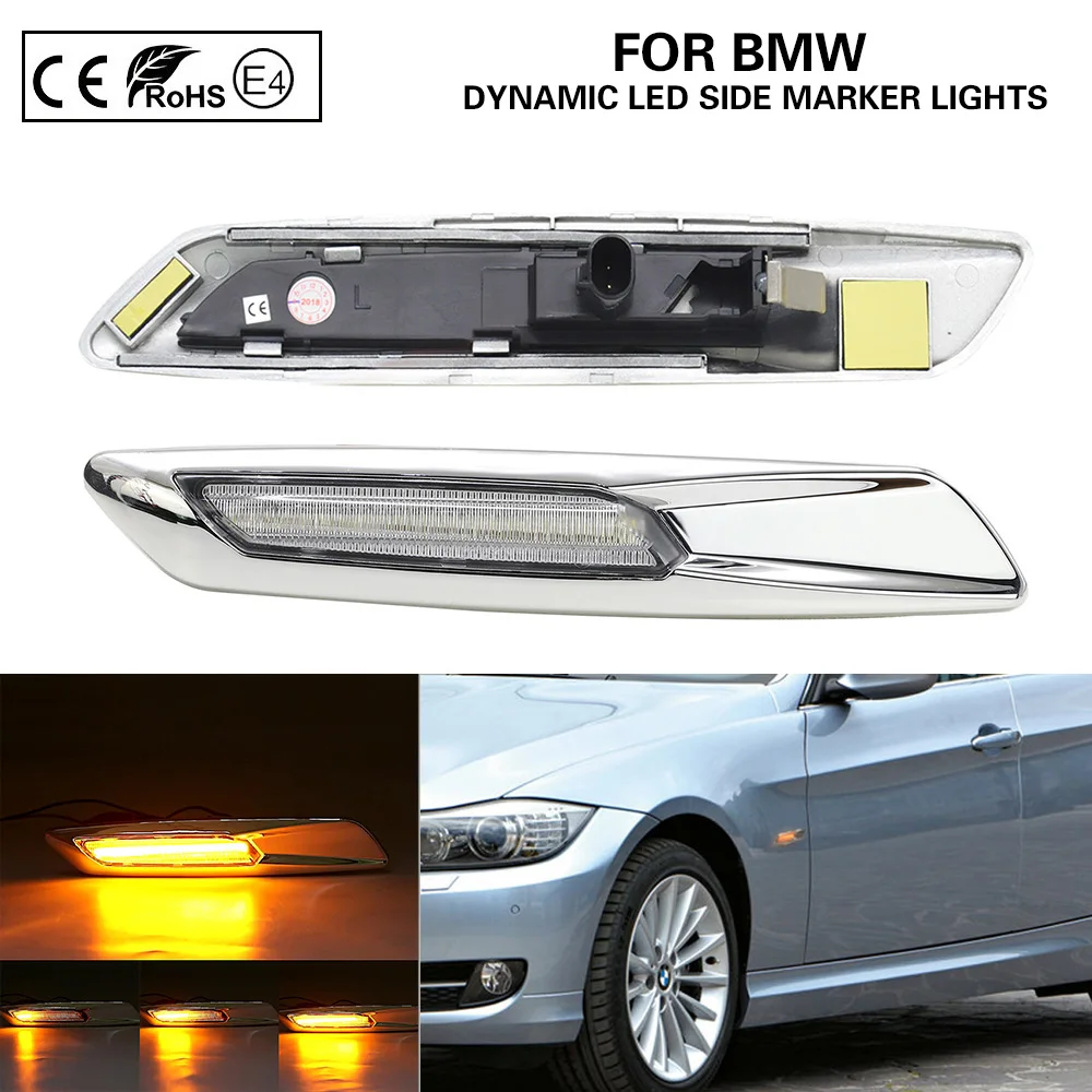 Светодиодный габаритный фонарь Dynamic F10 style с прозрачными линзами и серебристым