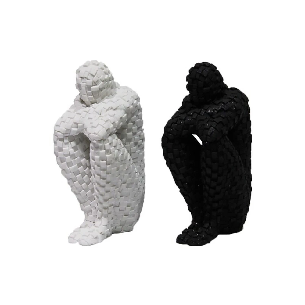 

Spot Crafts Resin Ornaments Living Room Bedroom Home Black And White Mosaic People Personality Character Decoration Ornaments