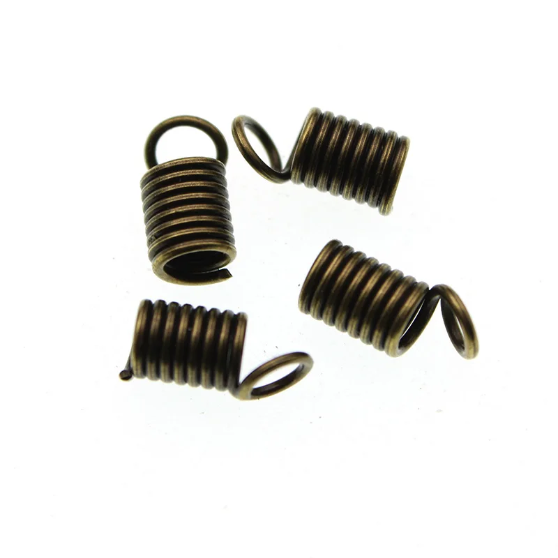 antique bronze 100 шт. Пружинные обжимные концы крепежа соединитель Обжимные бусины подходит для 2 мм 3 мм круглый кожаный шнур DIY Ожерелье Изготовление ювелирных изделий Z205 - Цвет: antique bronze