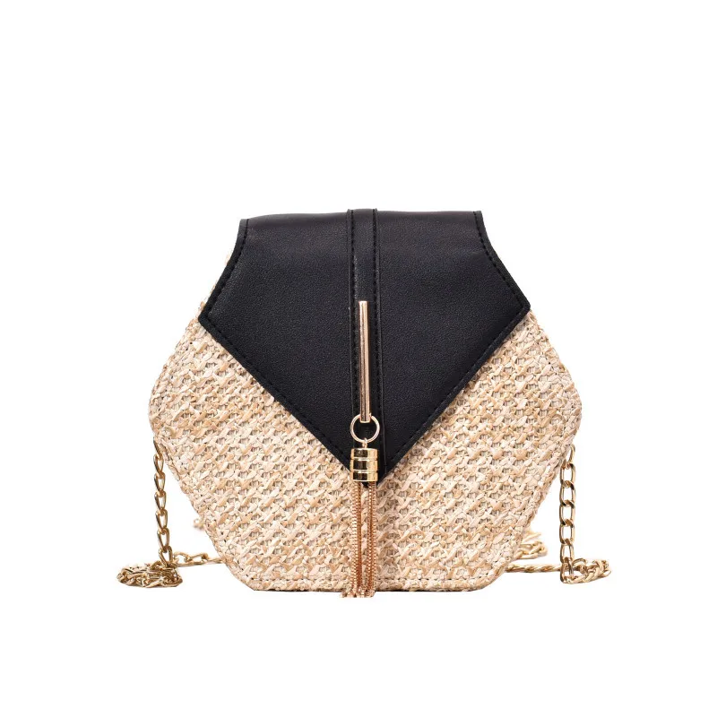 

Сумка-кроссбоди женская из соломы и кожи, с цепочкой