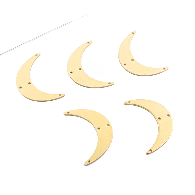 20 шт Необработанные латунные 4 отверстия полумесяц Подвески Разъем для DIY серьги