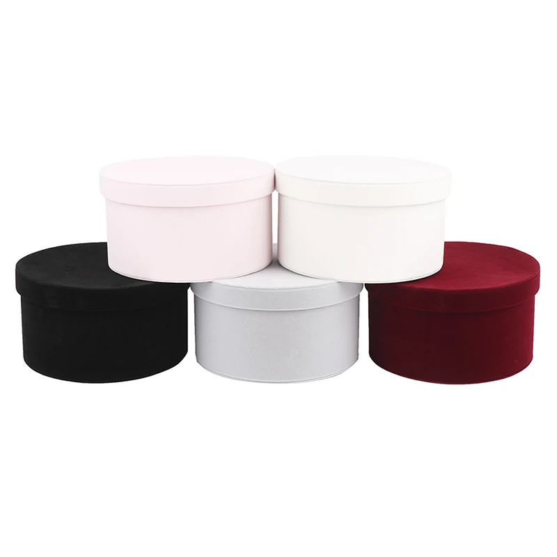 

1PC Round Flannelette Flower Boxes Florist Gift Party Packaging Box Decoration