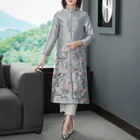 autumn new chinese style palace embroidery flower coat wrist sleeves vintage single breasted slim coat s 2xl