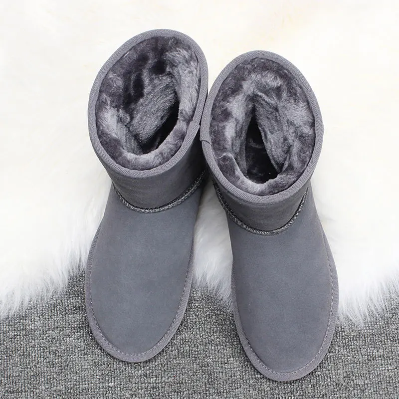 

Women Snow Boots Genuine Cowhide leather boots women Warm winter shoes Australia Boots warm Botas Mujer Mid-Calf Boots Warm Fur