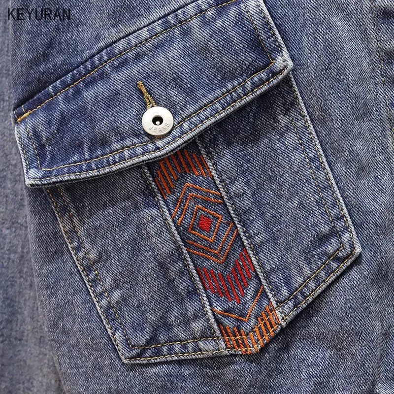 Женская джинсовая куртка с дырками свободная винтажная бомбер из денима в