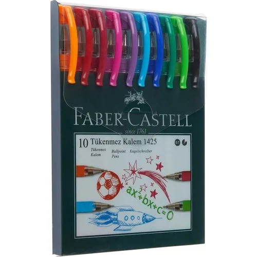 

Faber-Castell 1425 Ballpoint Pen 10 Pcs Pocket, 0.7mm Nib, Mixed Color, High-Quality