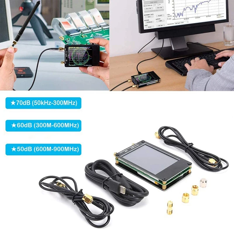 

Vector Network Analyzer, Standing Wave 50KHz-900MHz Shortwave MF HF VHF UHF 2.8Inch LCD Digital UHF Antenna Analyzer