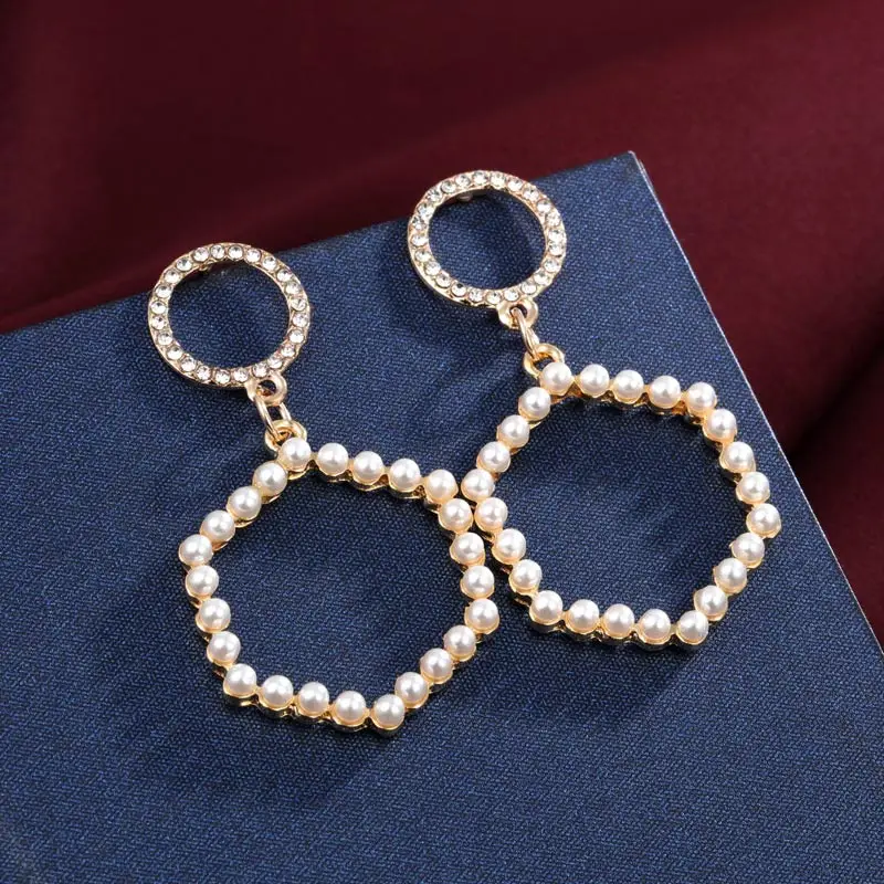 MINHIN Simulated Pearl Stud Earrings Women Bohemian Geometric Earrings Wedding Jewelry Korean Earrings - Окраска металла: 1507