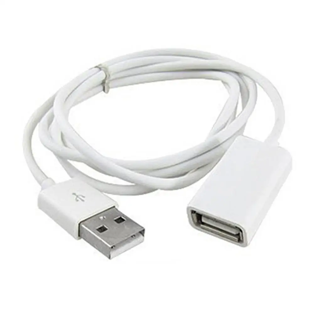 White PVC Metal USB 2.0 Male to Female USB Extension Adapter Cable Cord 1m 3Ft USB Devices hub