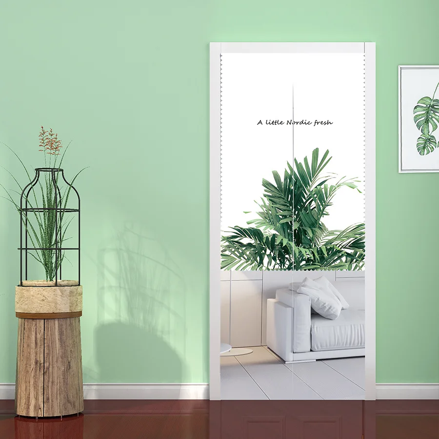 Зеленые Плотные тепловые короткие занавески для кухни с растительным узором и