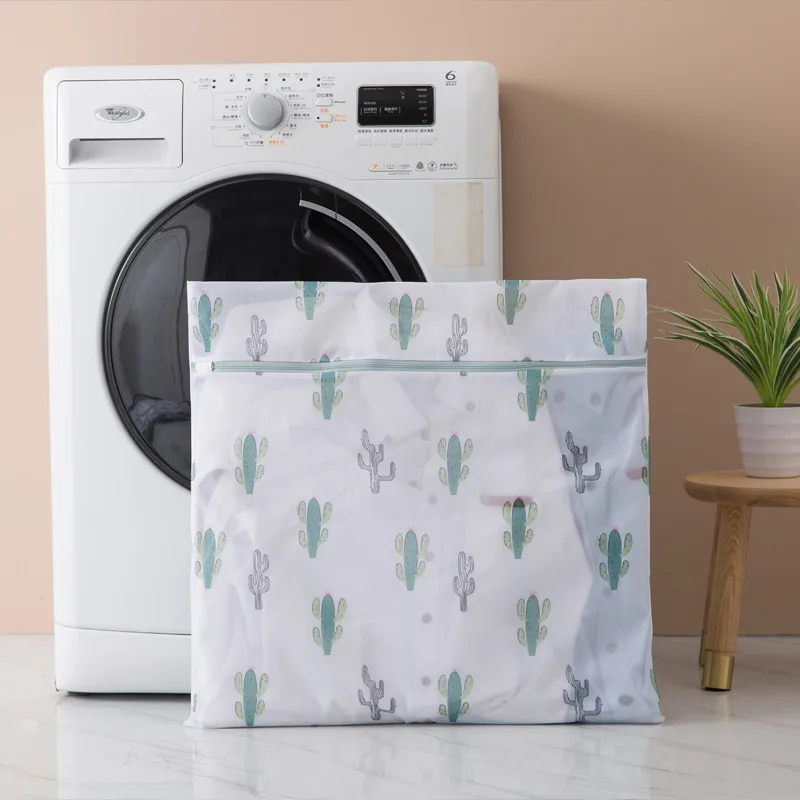 Sqinans Cactus Printing Bra Washing Bag Zippered Travel Laundry Mesh Bags For Machines | Дом и сад