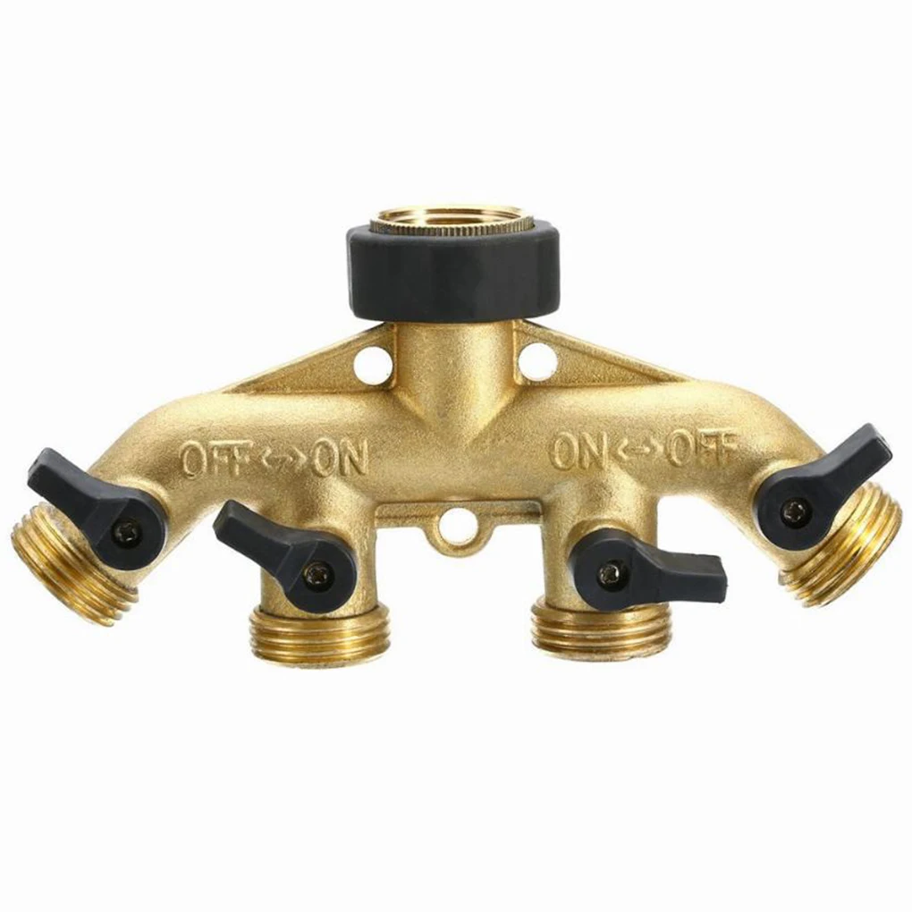 

Brass 3/4 Thread 4-way Water Splitter Valve Garden Hose 4-way Distributor Lawn Backyard Irrigation Hose Splitter 1pcs