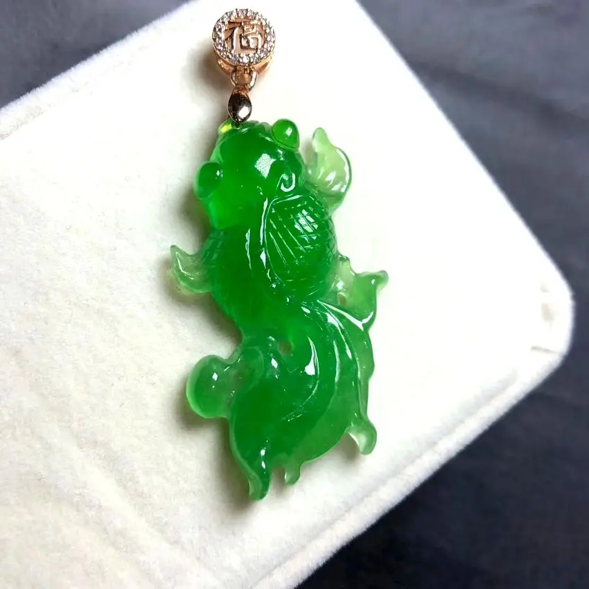 Красивая зеленая Нефритовая яшма из Мьянмы кулон Изумрудный драгоценный камень