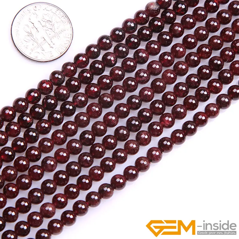 Натуральные драгоценные камни, темно-красный гранат, круглые бусины для изготовления ювелирных изделий, нить 15 дюймов, сделай сам, браслет, ожерелье, ювелирная бусина, 6 мм, 8 мм, 10 мм - Цвет: 4mm