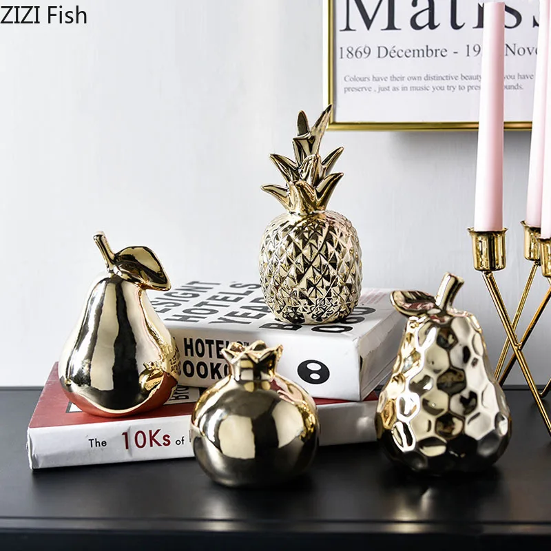 Скандинавское керамическое украшение в виде фруктов домашний декор Золотое