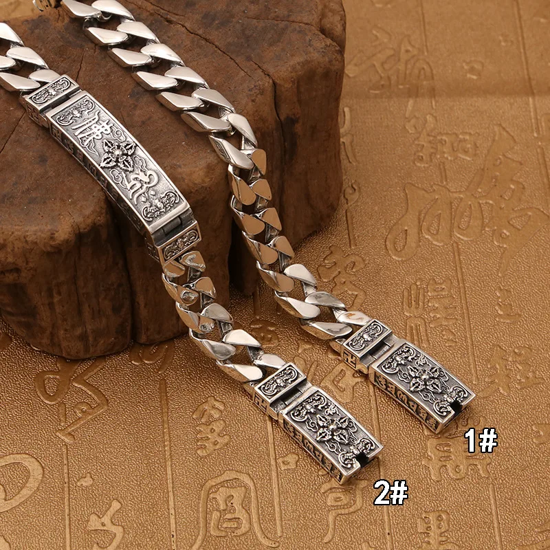 

Silver colour 925 bracelet man Men 100% 925 Sterling Silver colour Safety Stripe Hand Chain Brings Lucky Jewelry Charm Bracelet