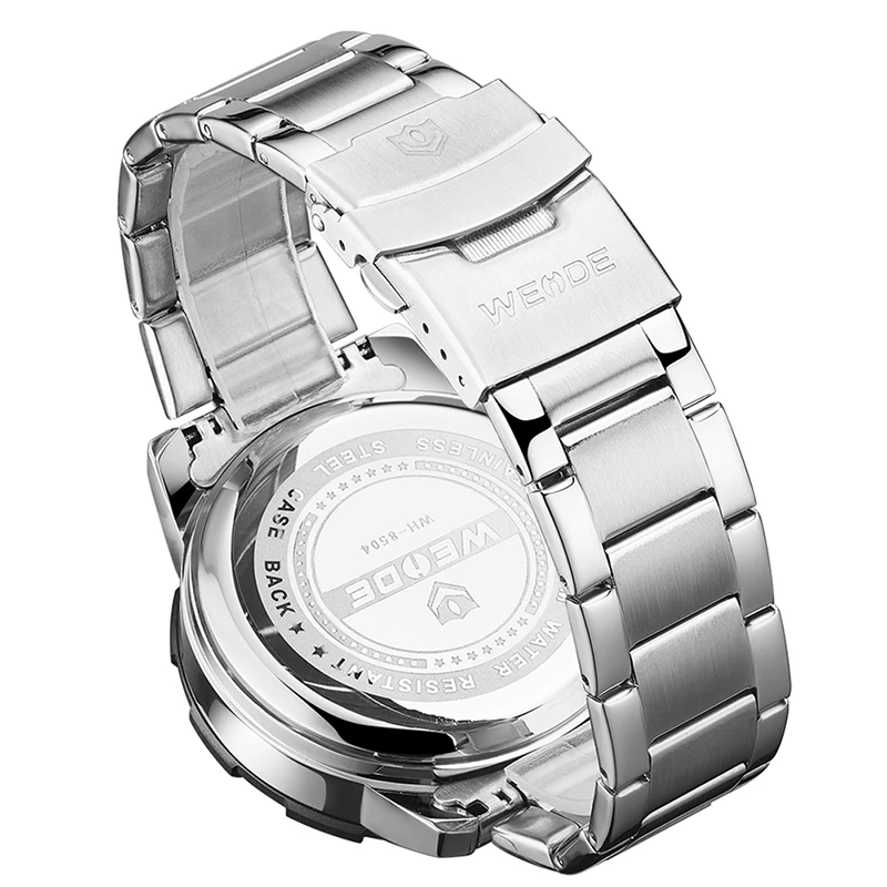 

WEIDE Watch Relogio Masculino Calendar Chronograph Alarm Digital Watches for Men Quartz Watch Men Stainless Steel Clock