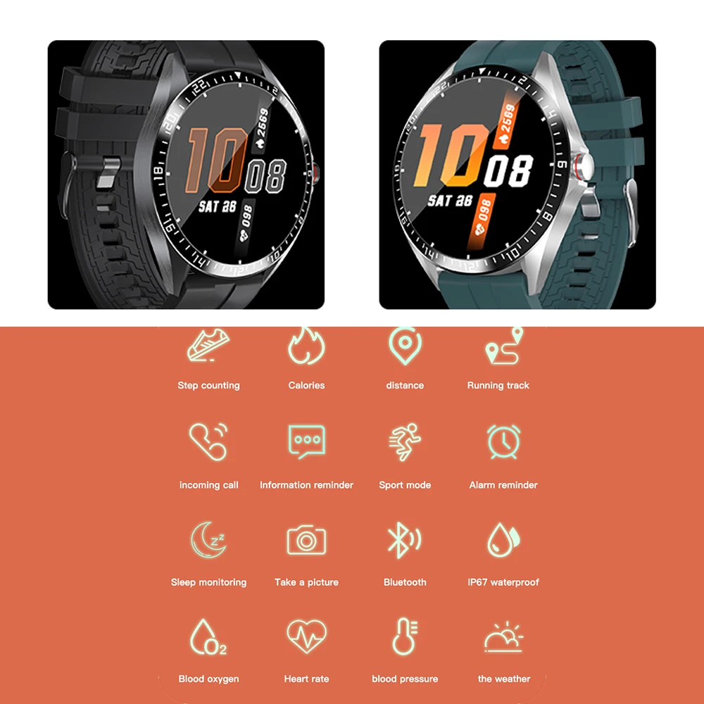 

Smart Sport Watch Heart Rate Smartwatch Body Temperature IP67 Pedometer Watches For Adult's Smart Phones Huawei Iphone Samsung