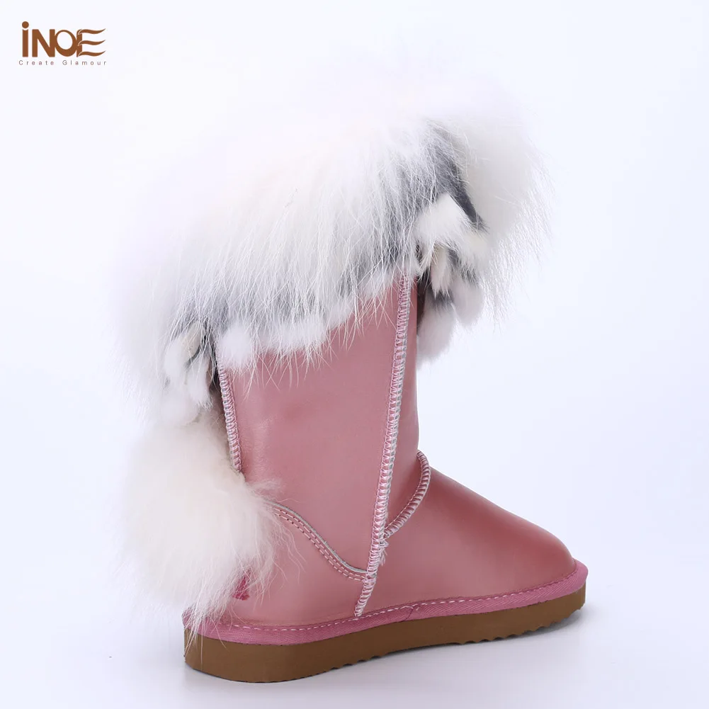 INOE из коровьей кожи с подкладкой натурального овечьего меха белого лисьего