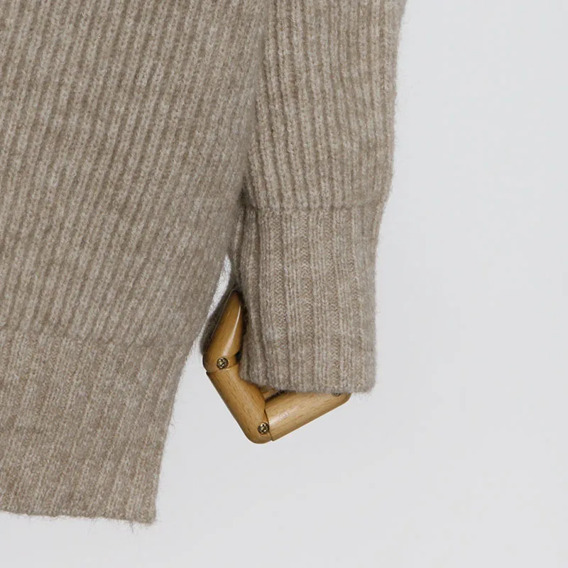 

TWOTWINSTYLE Casual Khaki Open Back Women's Sweater Round Neck Long Sleeve Korean Fashion Solid Loose Top Female 2021 Spring New