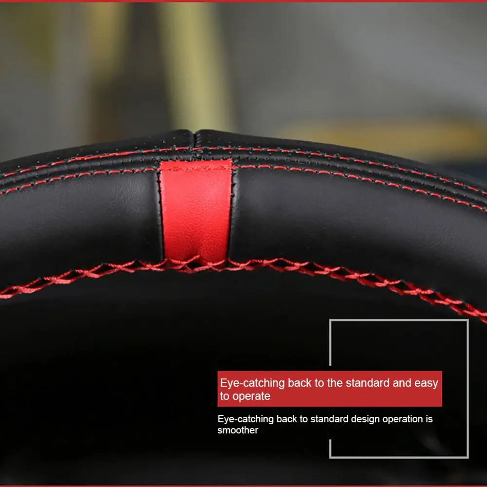 Оплетка рулевого колеса 38 см чехол из искусственной кожи с иглами и ниткой