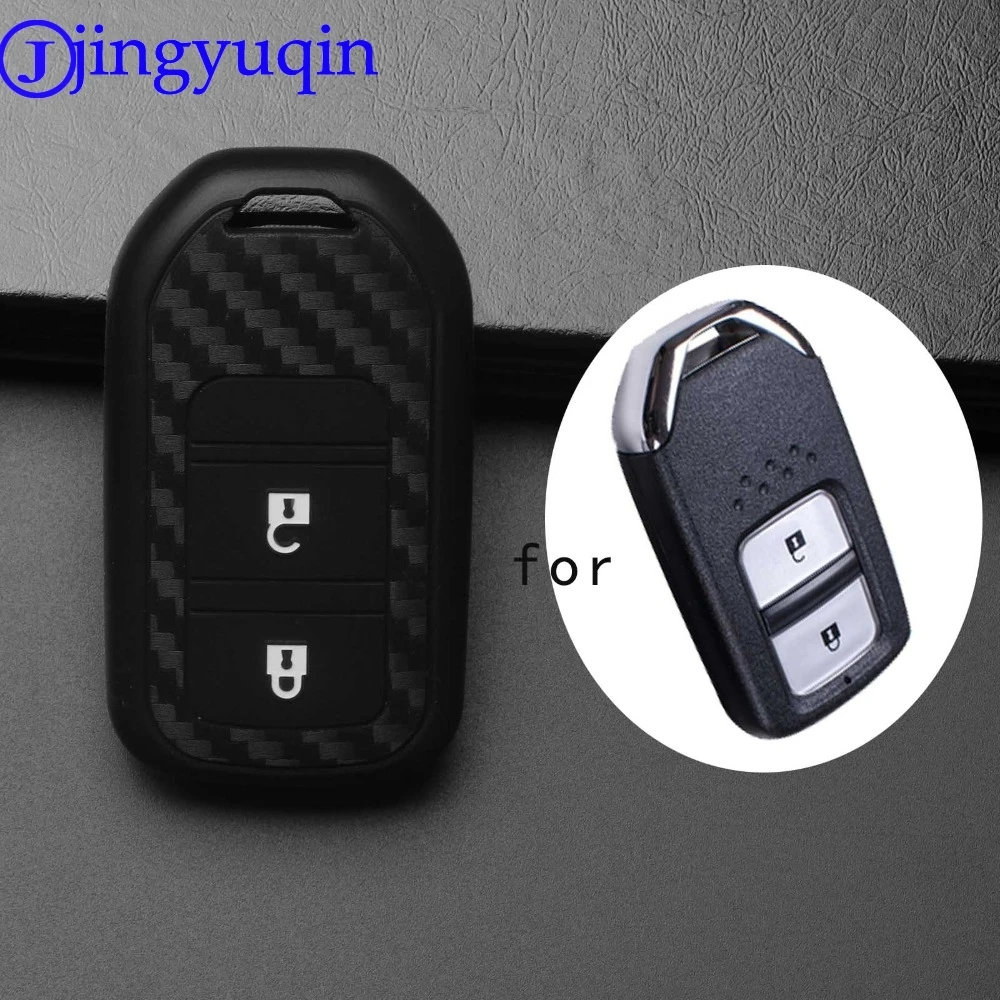 

jingyuqin 2B Remote Carbon Fiber Patten Soft Silicone For Honda 2016 2017 CRV Pilot Accord Civic Fit Freed Smart Car Styling