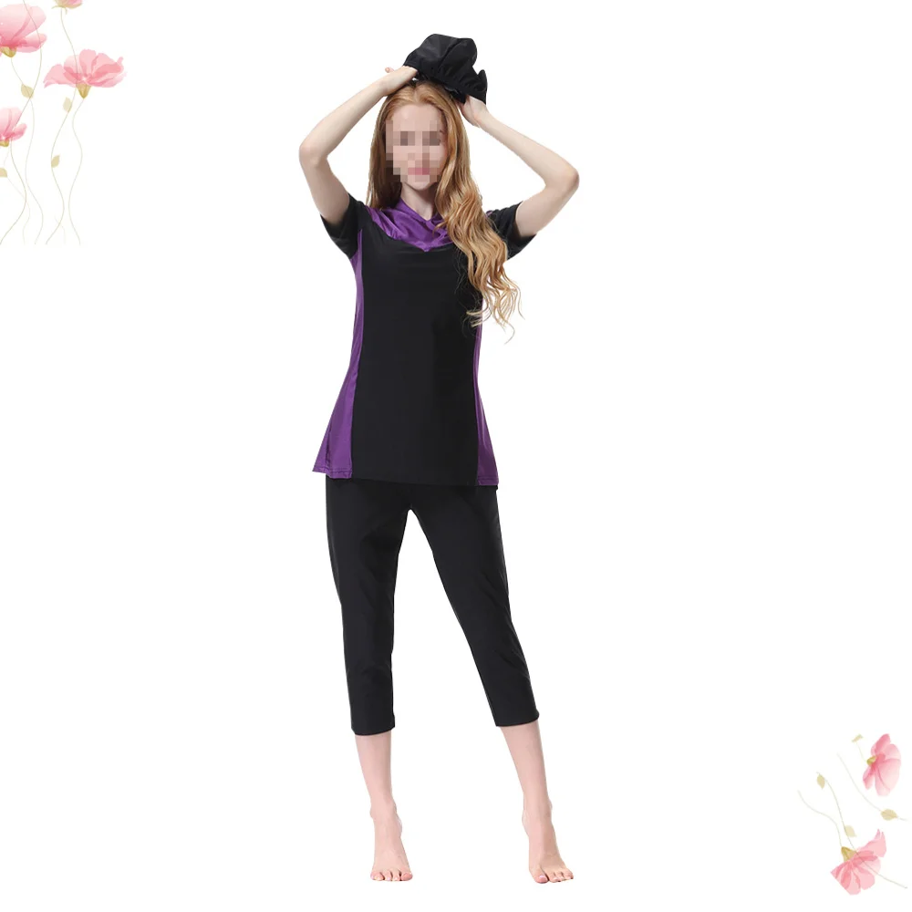

Muslim Women Swimsuit Set Traditional Modest Swimwear Middle East Swimming Beachwear Swim Cap Tops Pants Kit for Women Ladies