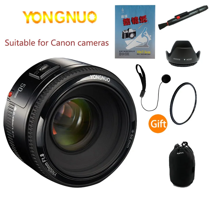 

YONGNUO YN50mm YN50 F1.8 EF EOS 50MM AF MF Camera Lens For Canon Rebel T6 EOS 700D 750D 800D 5D Mark II IV 10D 1300D