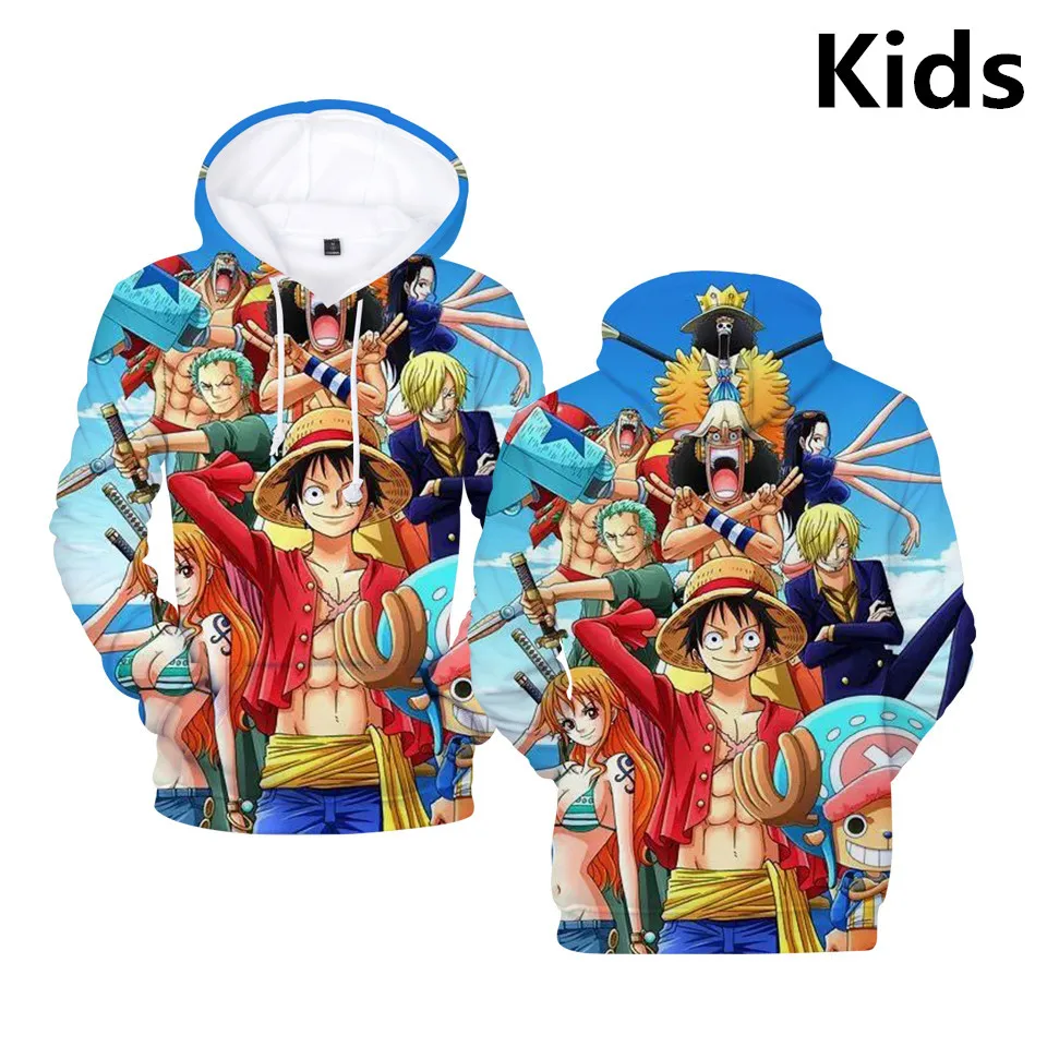 Лидер продаж на возраст от 2 до 13 лет Детские толстовки с капюшоном 3D One Piece