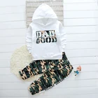 Menoeaкомплекты одежды для маленьких мальчиков, новый стиль 2020, футболка с капюшоном и надписью для малышей, камуфляжные комплекты со штанами, детские осенние комплекты одежды из 2 предметов