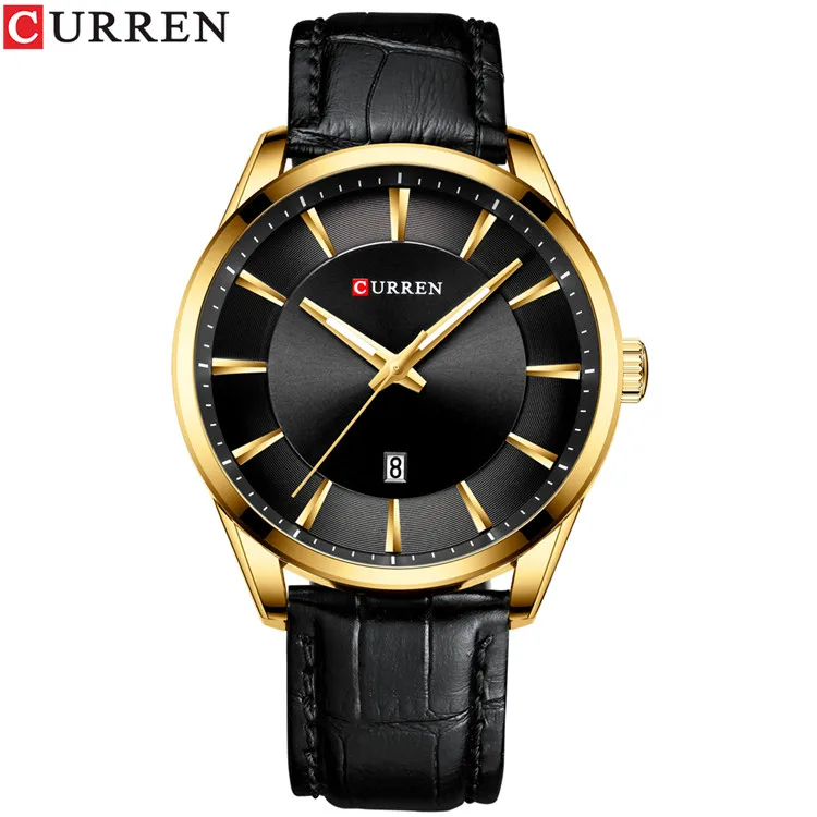 Gold black CURREN Мужские s часы лучший бренд Модные Бизнес Роскошные Кварцевые водонепроницаемые мужские часы спортивные мужские наручные часы Relogio Masculino - Цвет: Gold black