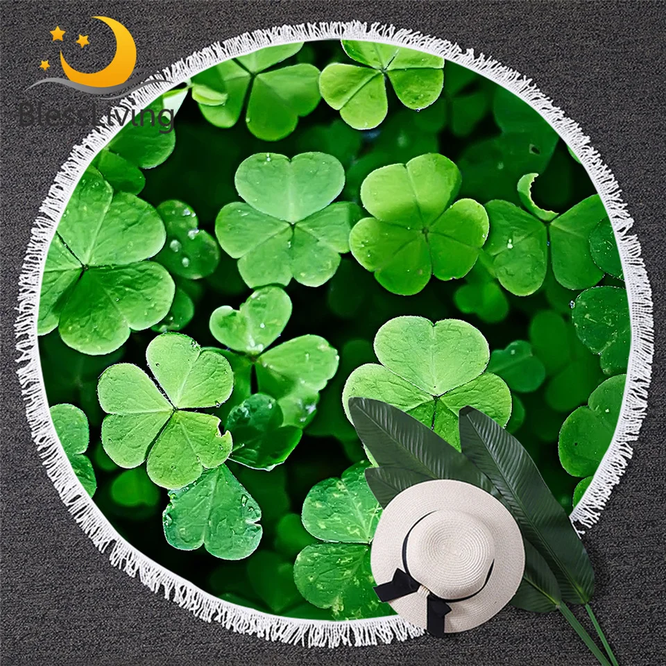 Пляжное полотенце blesslife с зелеными листьями и кисточками|Банные полотенца| |